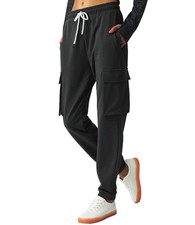 Women's Cargo Sweatpants Cotton Athletic Joggers 4 Pockets Sporty Pants Black...