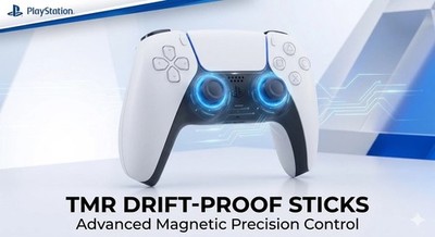 PS5 DualSense Controller White TMR Drift-Proof Sticks Competitive Edge