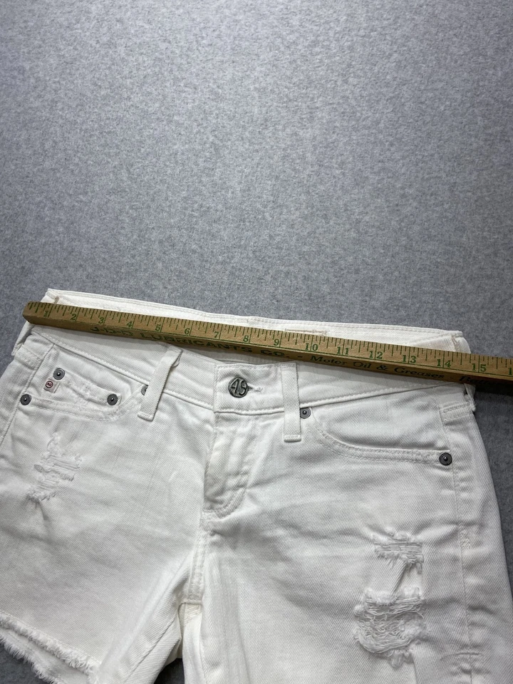 Pantalones Cortos AG Adriano Goldschmied Mujer 25 Blanco The Carrie Distressed Fryed EE. UU. Foto 4 de 4