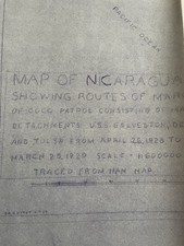 1928 USMC Nicaragua Map - Roving Routes Of Marines - USS Galveston - Sandino
