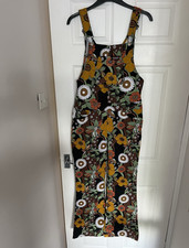 Run & Fly Women's Floral Multicolour Jumpsuit Dungarees Size 10 Square Neck