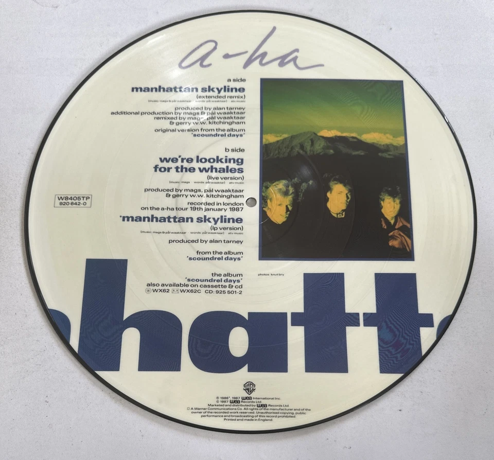 A-HA Manhattan Skyline UK 1987 Warner Bros 12" picture disc Vinyl Record NM - Image 4 of 4