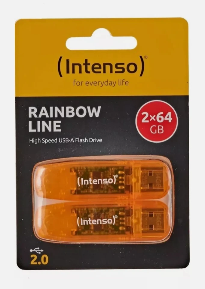 Intenso Rainbow Line 2x 64GB USB 2.0 Flash Drive Twin Pack Orange 64 GB - 2er Pa - Image 2 of 2