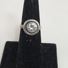 collet setting sterling silver solitaire cz round ring sz 7 vintage minimalist