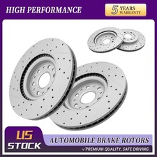 Front Rear Drilled Brake Rotor For 2017-2024 2025 Cadillac XT5/XT6 Buick Enclave