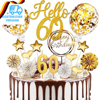 Tortendeko 60 Geburtstag Frau Mann, 20 Pcs Tortendeko Gold Deko 60 Geburtstag, C