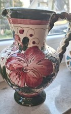 Vintage italienische handbemalte Griff Krug, rustikale Keramikkrug