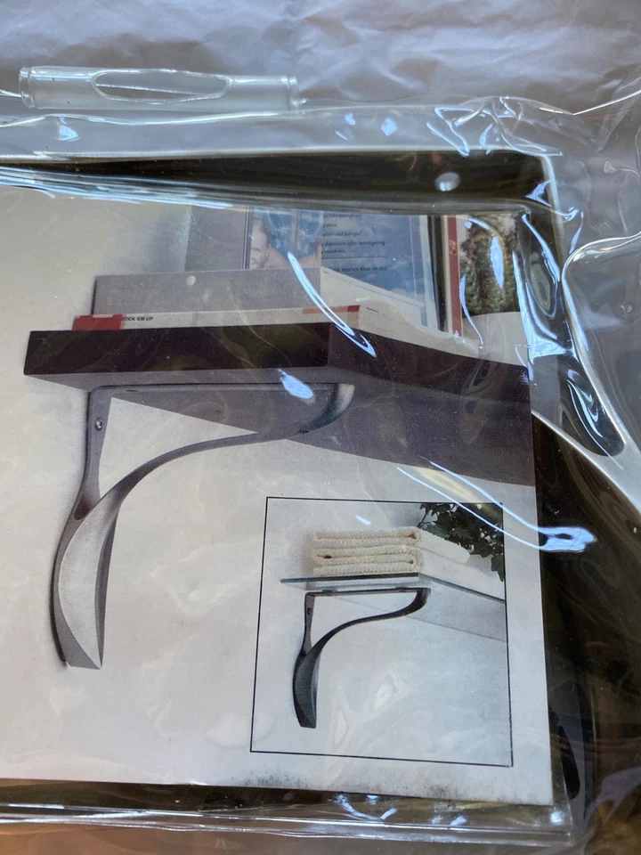 NEW IN PACKAGE UMBRA TRILLIS 1 PAIR SHELF BRACKETS NICKEL - Image 4 of 4