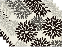 Blumen Schwarz Dahlien Halloween Platzsets 4Er Set, Herbst 30X45Cm Urlaub Tischs