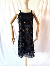 Black Flapper Sequin 1920's Retro Style Era Dress Size Medium