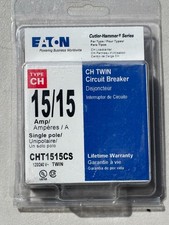 Eaton Type CH 15-Amp Twin Single Pole Circuit Breaker - CHT1515CS