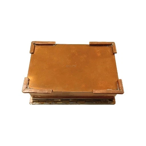 Vtg 1950s Serge Nekrassoff Copper Metal Wood Trinket Box Arts & Craft Signed - Image 3 of 4