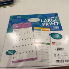 Large Print 2026 12 X 24 Inch Hanging Monthly Square Wall Calendar Matte Paper