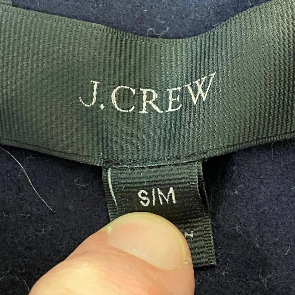 J. Crew Cape Coat Womens S/M Navy Blue Wool Cashmere Wood Toggle Hooded Coat - Image 3 of 4