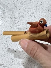 Vintage Wooden Bird Whistle Hand Carved Folk Art Bamboo Style