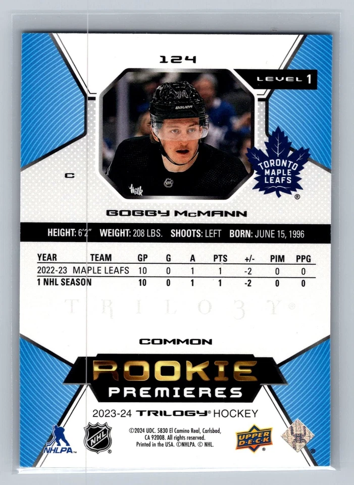 2023-24 Upper Deck Trilogy Bobby McMann #/999 #124 - Image 2 of 2