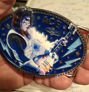 Ace Frehley Belt Buckle / Silver w/Gold Stars