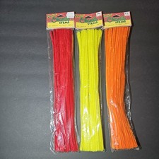 Vintage Chenille stems pipe cleaners 3 packs 25 red yellow orange 75 total