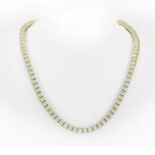 Unisex 1 Row Tennis Necklace 14k Gold Finish Lab Diamonds 3mm Chain/Bracelet