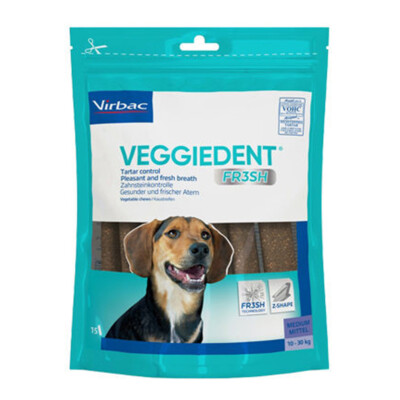 Virbac VeggieDent Fresh M 2x15 Stk | Hunde | Zahnbelag | Plaque | Kaustreifen 