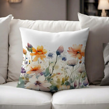 Throw Pillow Case Cushion cover Floral Watercolor Design 313 Orange Flowers