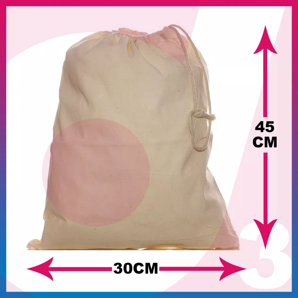 100 Cotton Plain Drawstring Bags Xmas Sack Stocking Storage Laundry Bag
