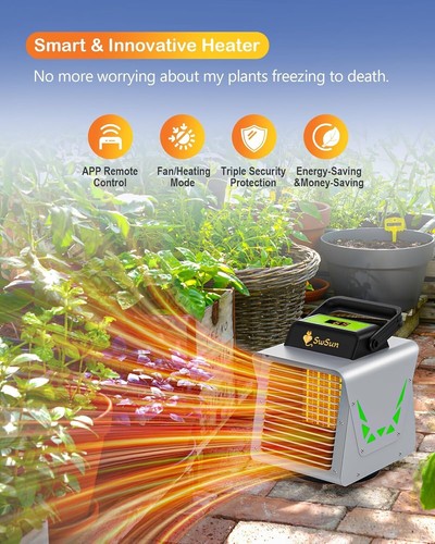 Adjustable 1500W Greenhouse Heater with Temperature Alerts & Safety Modes - Picture 4 of 11