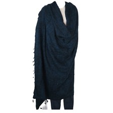 Blanket/Throw  Yak Wool Blend Nepal Handmade Over-Sized  Blue  Black