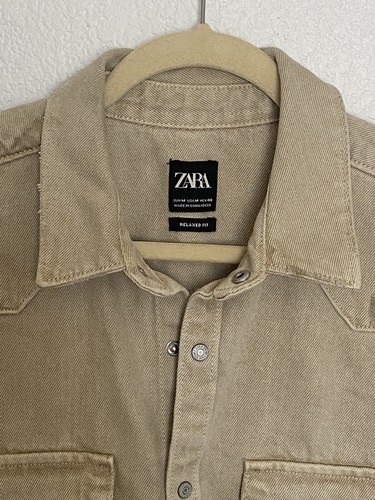 Zara Ripped Denim Overshirt M jeans shirt jacket trucker Distresses - Picture 9 of 22