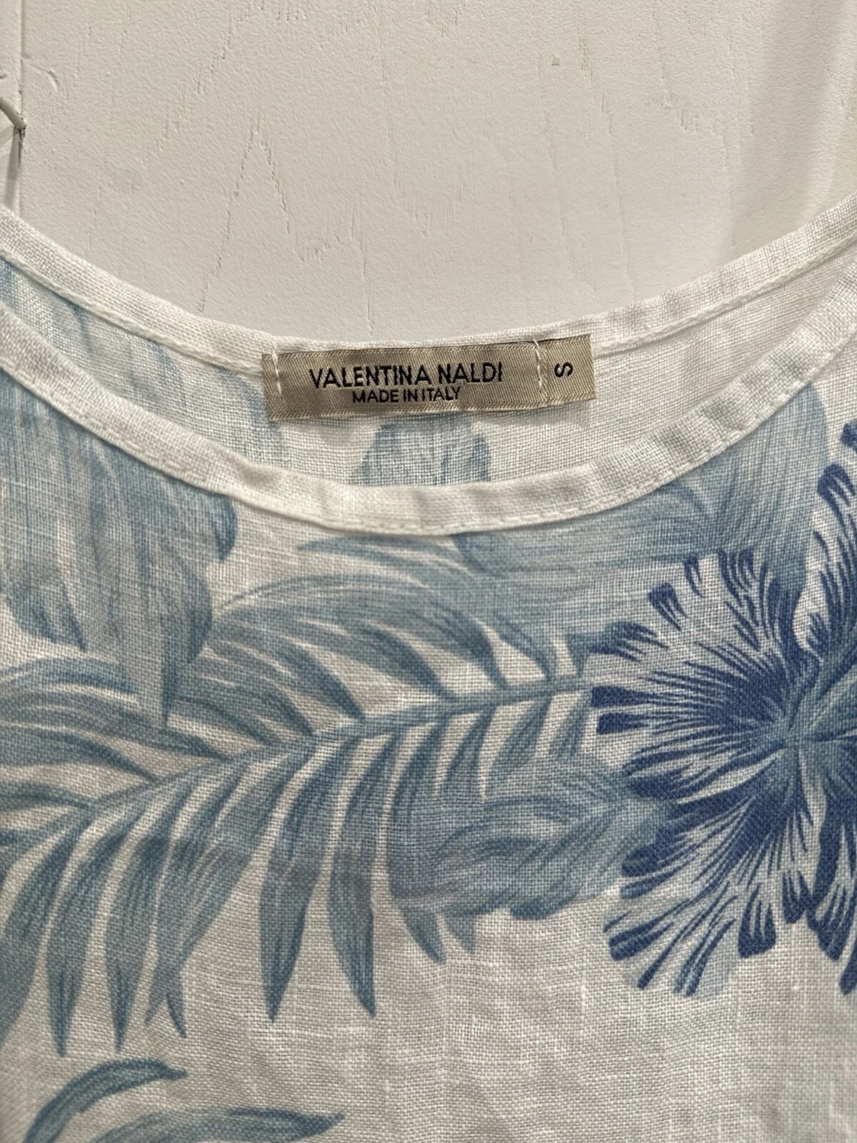 VALENTINO Abito donna sole di Valentina Naldi 100% lino azzurro floreale taglia S