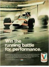 1970 VALVOLINE Motor Oil Formula 1 F1 race car Vintage Print Ad