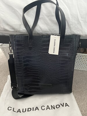 Claudia Canova croc tote black removable strap and pouch BRAND NEW