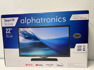 alphatronics SL-22 DSBW+ Smart TV mit Triple Tuner und DVD Player für 12/24/230V