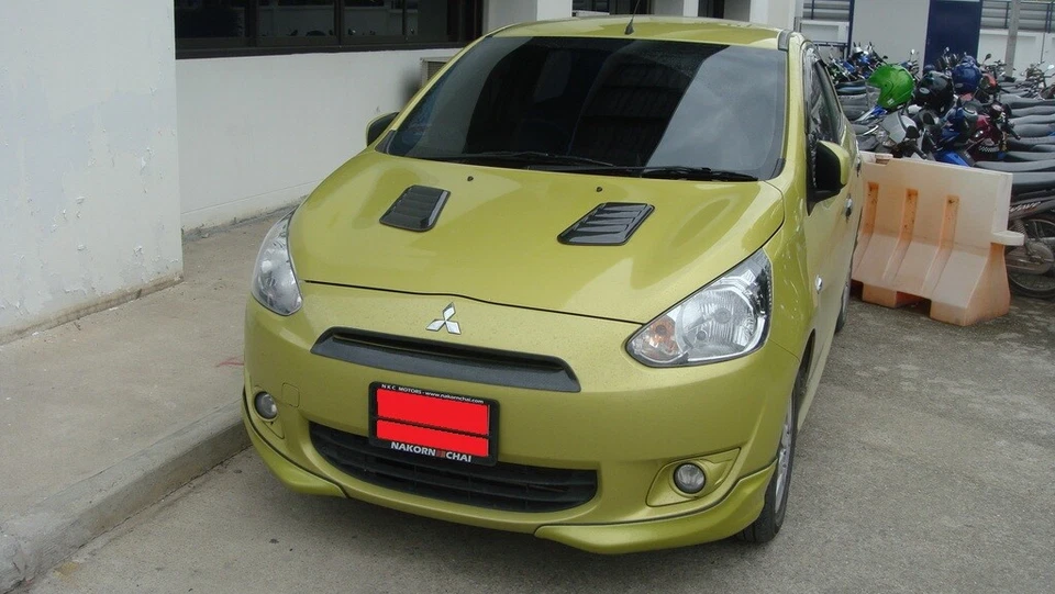 2012 - 15 Bonnet Hood Scoop Cover V2 Black 2 Pc On Mitsubishi Mirage Space Star - Image 2 of 3