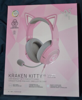 Razer Kraken Kitty V2 pink USB Headset with RGB Kitty Ears Quartz Edition