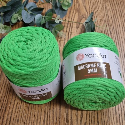 1kg-2 volle Rollen, 5mm Baumwolle Makramee Kordel Yarnart Makramee Seil 5mm neongrün 