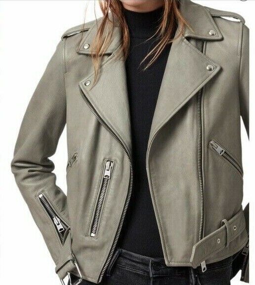 NEW ALLSAINTS Balfern Leather Biker Jacket in gray - Size US NEW ALLSAINTS Balfern Leather Biker Jacket in gray - Size US