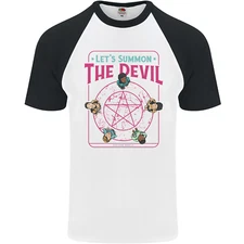 Lets Summon the Devil Ouija Board Demons Mens S/S Baseball T-Shirt