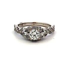 Monique Lhuillier Bliss 18K White Gold 1 1/8Ct Diamond Engagement Ring 5.25 J310