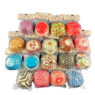 Gemusterte Papier Cupcake Förmchen - großer Muffin farbig bedruckt