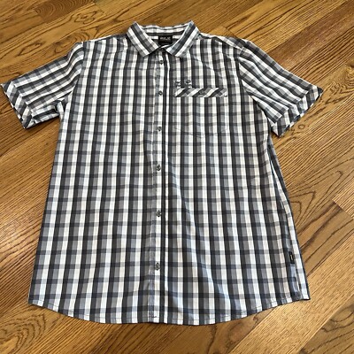 Jack Wolfskin Mens Outdoor Shirt Size Large Short Sleeve Regular Fit Check
