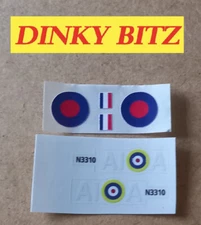 Dinky spitfire 719 authentic style decal set. (NOT water slide decals)