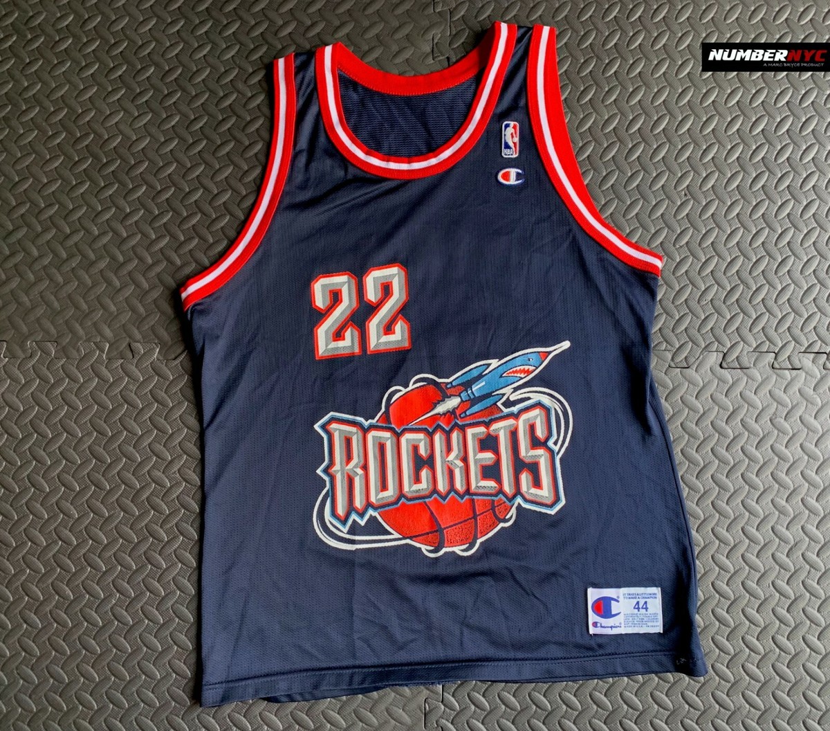Clyde Drexler サイン入りジャージ 22 Vintage 90s Houston Rockets Clyde Drexler #22 Champion