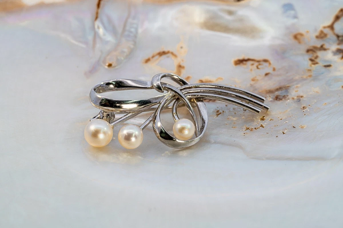 御木本珍珠纯银精致胸针| eBay