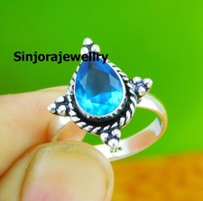 London Blue topaz Gemstone 925 sterling silver handmade Gift Ring size 5 to 10