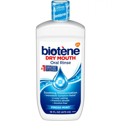 Biotene Oral Rinse Moisturizing Mouthwash for Dry Mouth Relief, Fresh Mint, 16