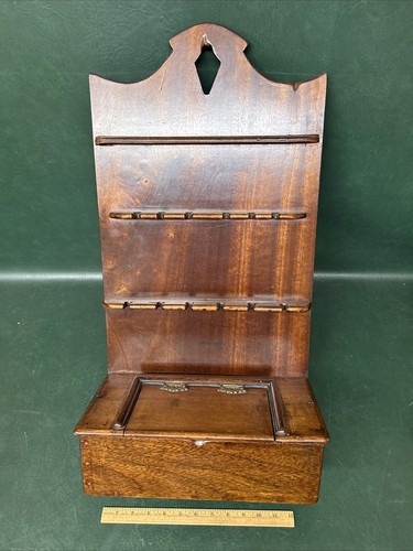 Fine Antique English/ European Maohgany Spoon Rack with Cutlery Box - Picture 7 of 15