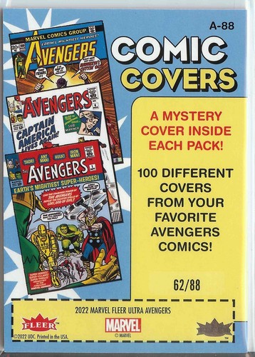 2022 Fleer Ultra Marvel Avengers Comic Covers Card #A-88 62/88 Issue #88 - Picture 2 of 3