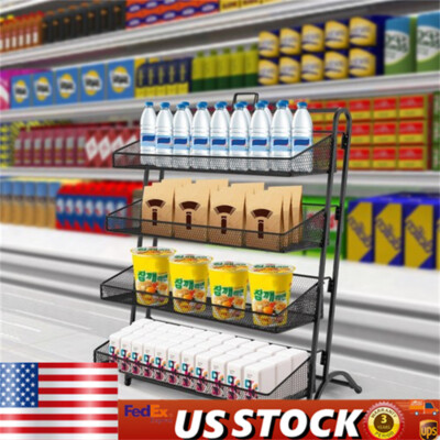 4Tier Wire Grid Retail Display Shelf Merchandise Display Rack Stand Grocery Rack