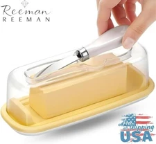 Butter Dish With Lid Spreader Knife Set mess  BPA Free Dishwasher Safe Plastic